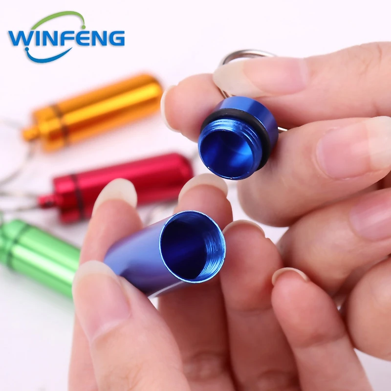 Waterproof Aluminum Pill Bottle Keychain Emergency Medicine Storage Box Case Cache Drug Holder Container Keyring First Aid Kit