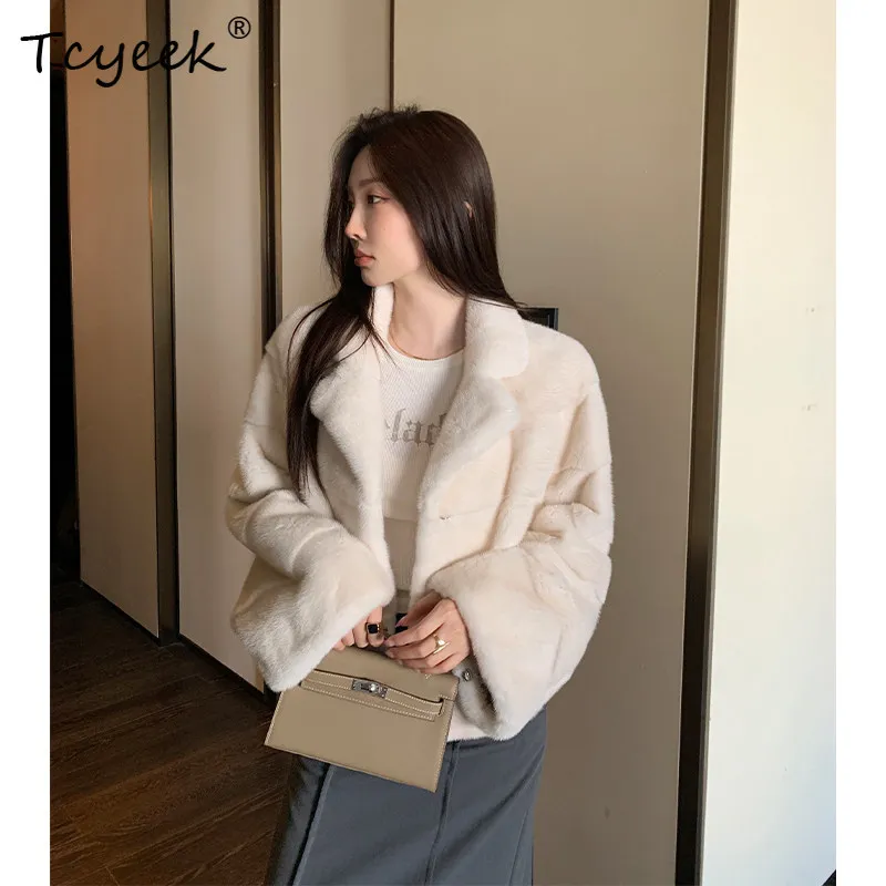 

Tcyeek Natural Mink Fur Coat Woman Clothes Fashion Womens Coats Real Whole Mink Winter Jacket Warm 2026 Loose Fit Пальто Женское