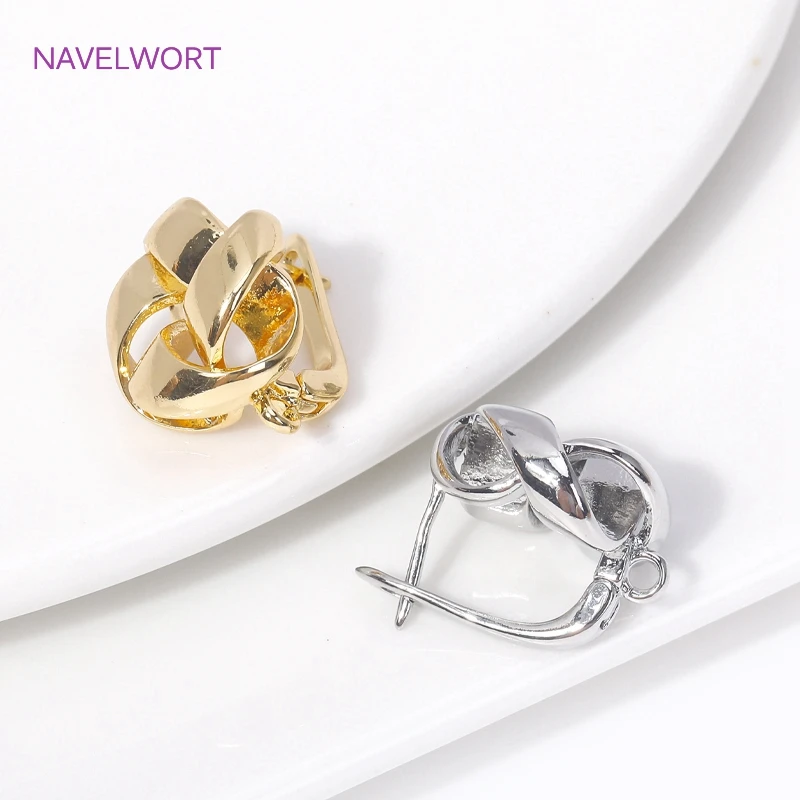 Trendy 18K Gold Plated/Rhodium Twist Round Earrings Clasps Hooks Fasteners For Jewelry Making Handmade DIY Earring Accessories