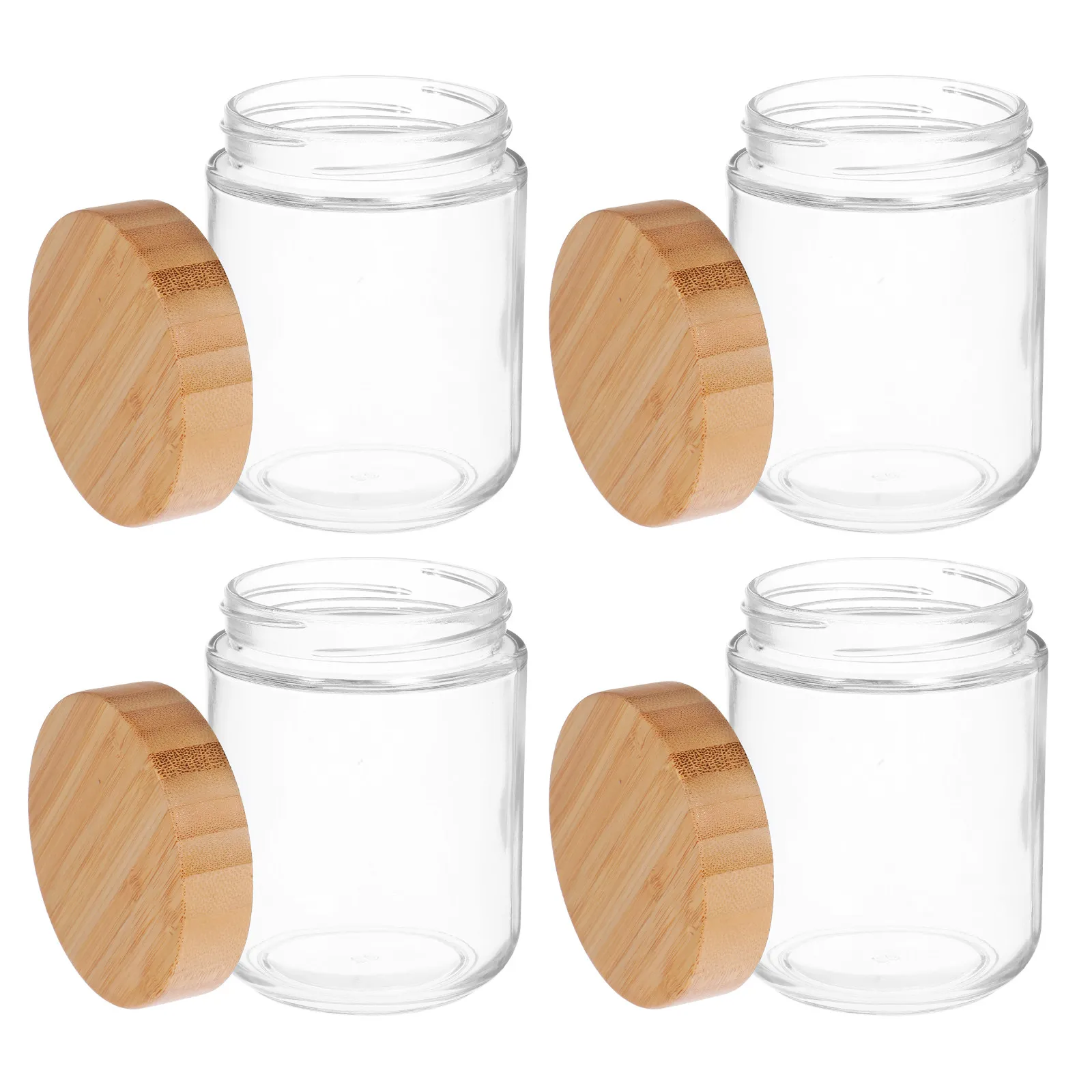 4Pcs Sturdy Glass Storage Jars Bamboo Lid Airtight Seal for Kitchen Essentials Rice Flour Sugar Spices Nuts Cookies Coffee view 3