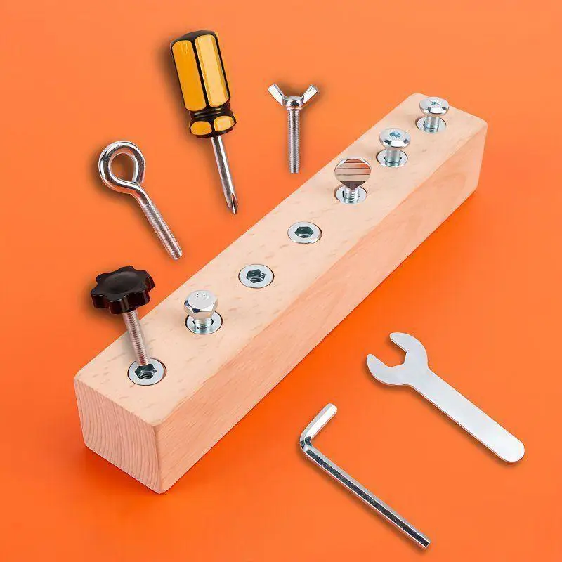 Wooden Screw Nut Take Apart Toy for Kids Montessori Early Educational STEM Puzzle Portable Lightweight for Outdoor Kids Play