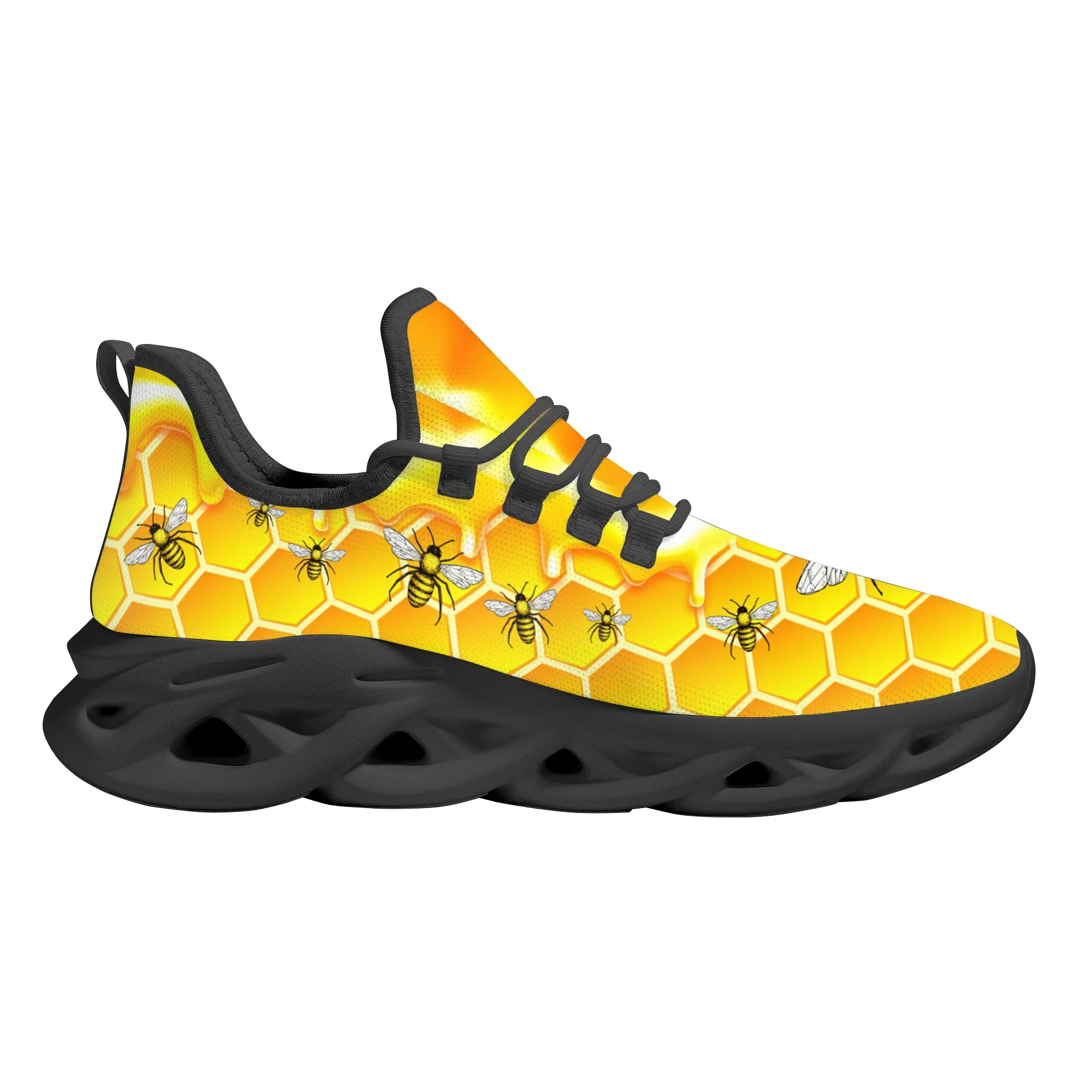 Yellow Honey Bee Pattern Female Platform Sneakers Light Mesh Shoes Women Footwear Outdoor Casual Shoes Flat Zapatos