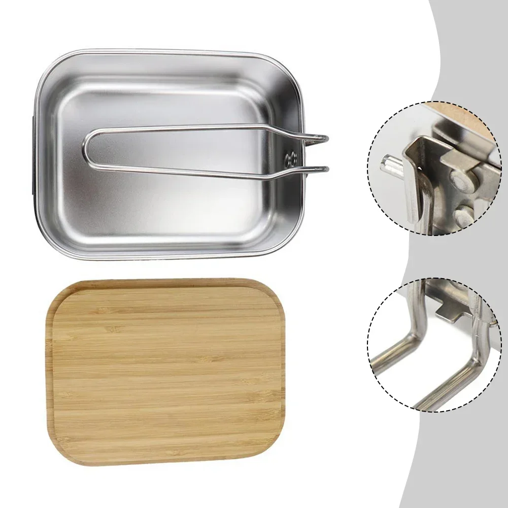 New 900ml Bento Box Box Lunch Box Anti-Rust Camping Lightweight Long Handled Mini Non-stick Portable Tableware