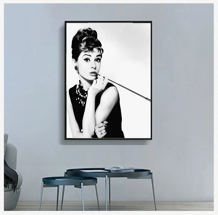 Prints Canvas Painting Wall Art Modular Wall Picture For Bedroom Home Decor Classic Audrey Hepburn Potrait Make Up Modern Poster