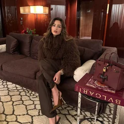 Solid Color Plush Women's Coat Fashion Fluffy Faux Fur Jacket  Long Sleeve Warm Cardigan Coat 2024 Lady Winter Street Outerwear