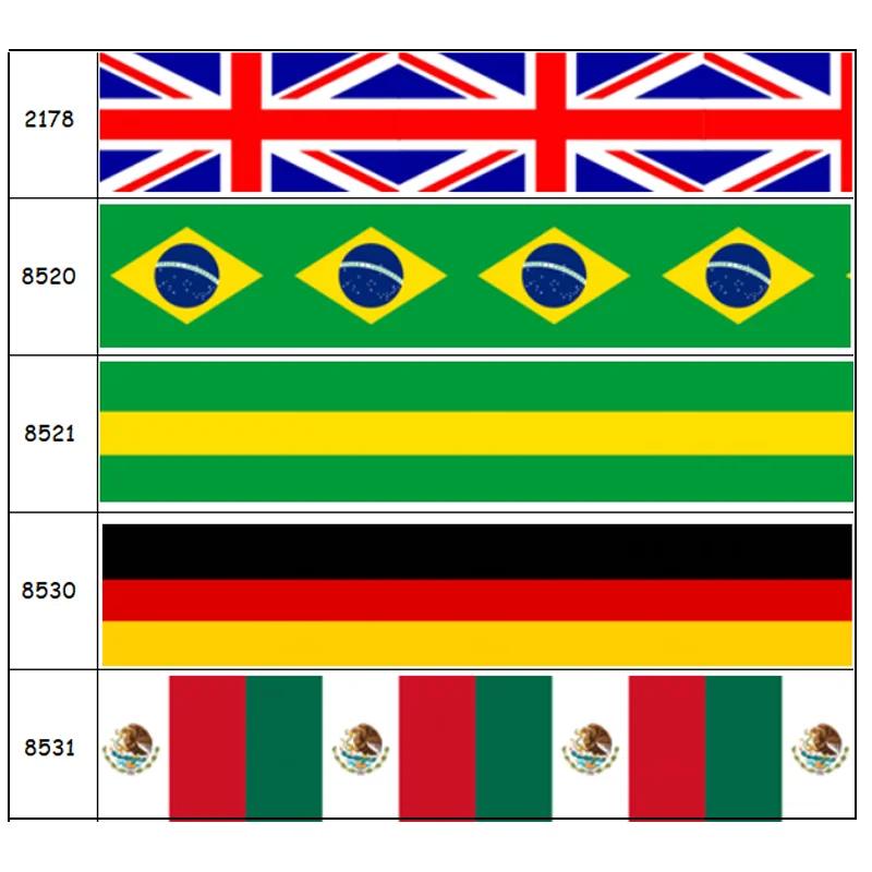 DUWES 50yards England Brazil Gemany Flag Printed Grosgrain Ribbon Accessories Material Decoration DIY Sewing Craft