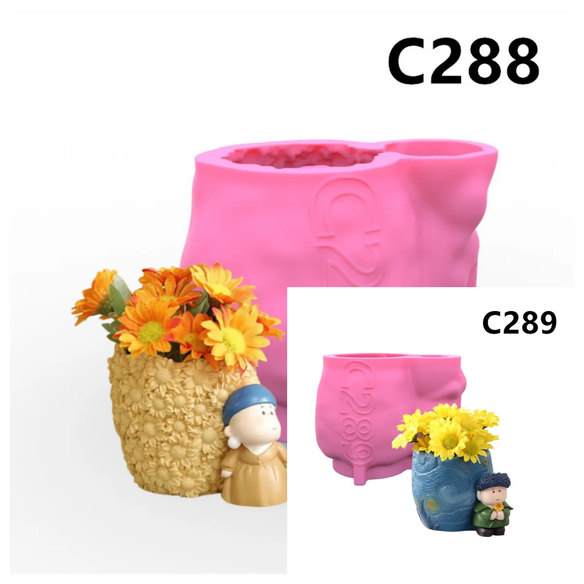 

Silicone Mold Sunflower Backbasket Doll Flower Pot Succulent Pen Holder DIY Making Resin Concrete Vase Cactus Silicone Mold