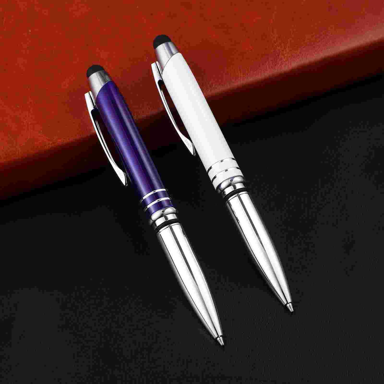 2 Pcs Light Pen with Tablet Pens Ballpoint Black Metal Phone Stylus Touch Screen Novelty Nurse for Screens