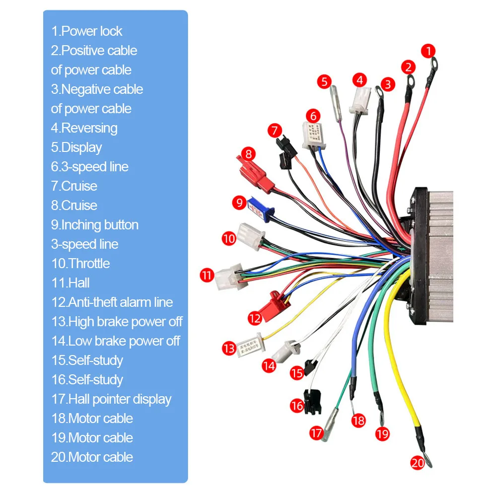 1pc Brushless Controller 48V-72V Brushless Motor Controller 1200W 2-mode Controller For Ebike Aluminum Alloy Motors Controllers