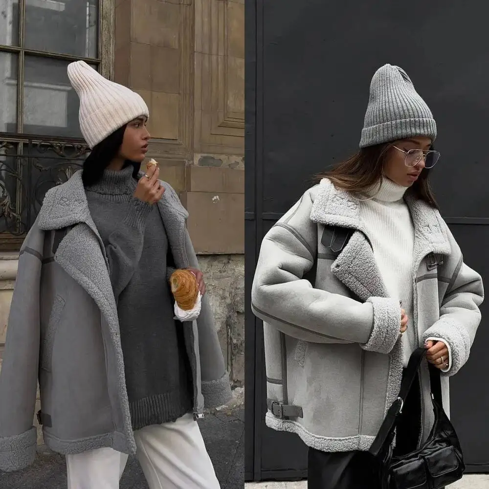 

The New Women's Warm And Extra Thick Lamb Feather Rider Jacket With Artificial Fur