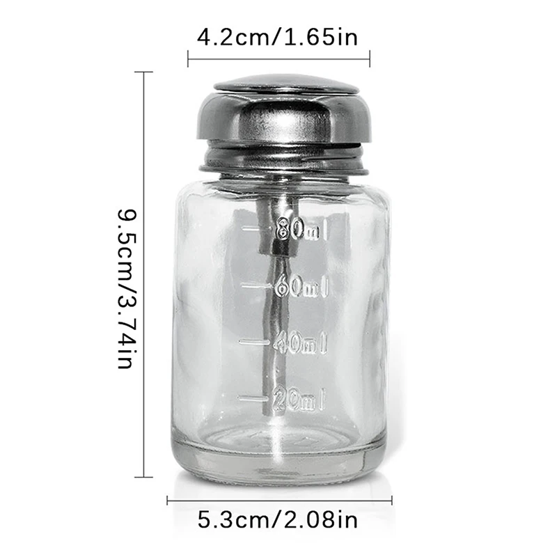 Push Down Glass Empty Pump Dispenser For Nail Polish Alcohol Makeup Remover Clear Refillable Bottle Liquid Cleanser Storage