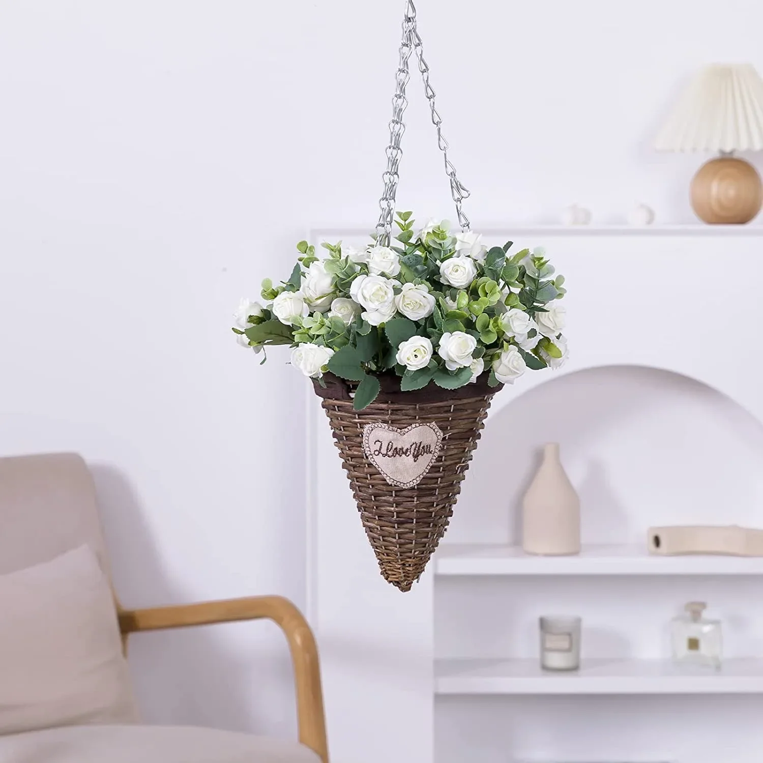 10 künstliche Blumenköpfe aus Seide, Rosen, weiße Eukalyptusblätter, Pfingstrosenstrauß, künstliche Blumen für Hochzeitstisch, Party, Vase, Heimdekoration – Detail 5