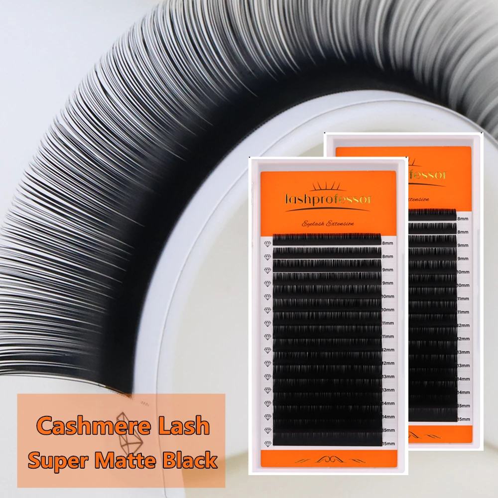 Lashprofessor Cashmere Eyelashes Extension Ultra Matte Black Premium Volume Eyelashes Faux Mink Normal Fanning Lash