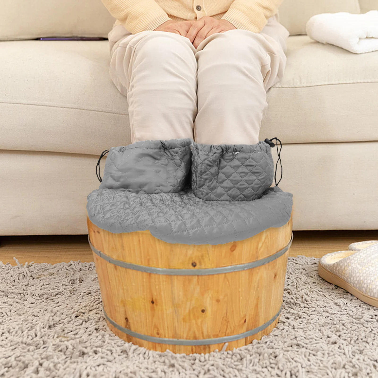 

Insulated Foot Tub Cover Soft Cotton Spa Bath Warmer for Foot Soak Bucket and Basin Retention Sleeve Bucket Cover