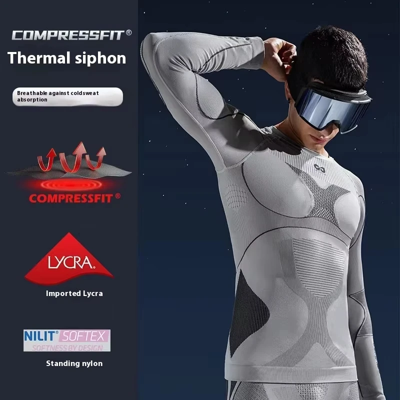 Professional Skiing Underwear Set Men Women Ski Suit Thermal Lycra Quick Dry Thermal Breathable Outdoor Cycling Sports SuitAdult