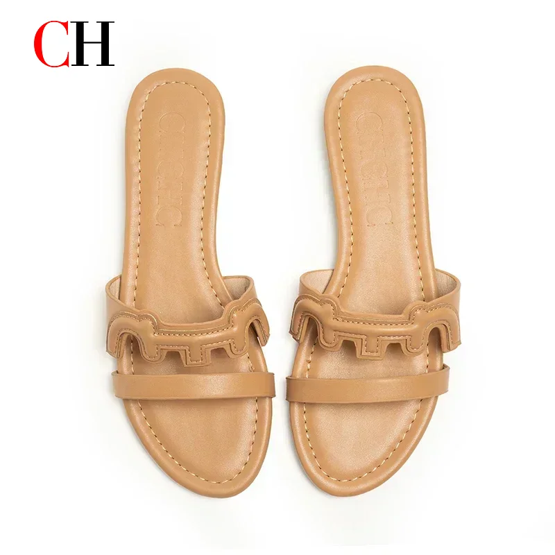 CH Brand Women's Outdoor Sandals Beach Style Classic Single Strap Design Roman Holiday Fashion Slippers