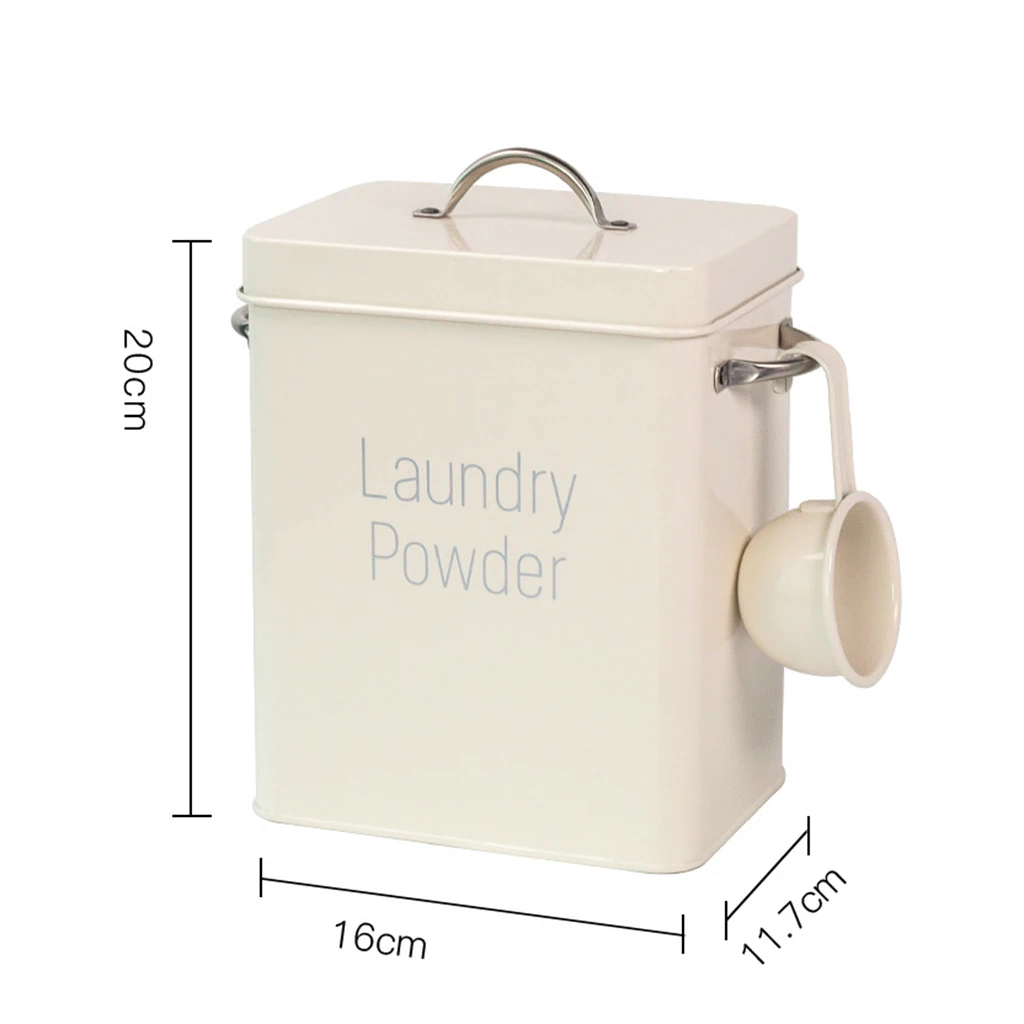 Laundry Washing Powder Storage Tin Box Light Large Grain Rice Organizer Container Sealed Box with Spoon Airtight Lid