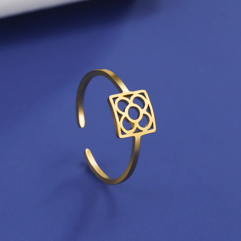 COOLTIME Barcelona Blumen verstellbare Ringe für Männer Frauen Edelstahl offene Fingerringe Blumen Schmuck Geschenk – Detail 10