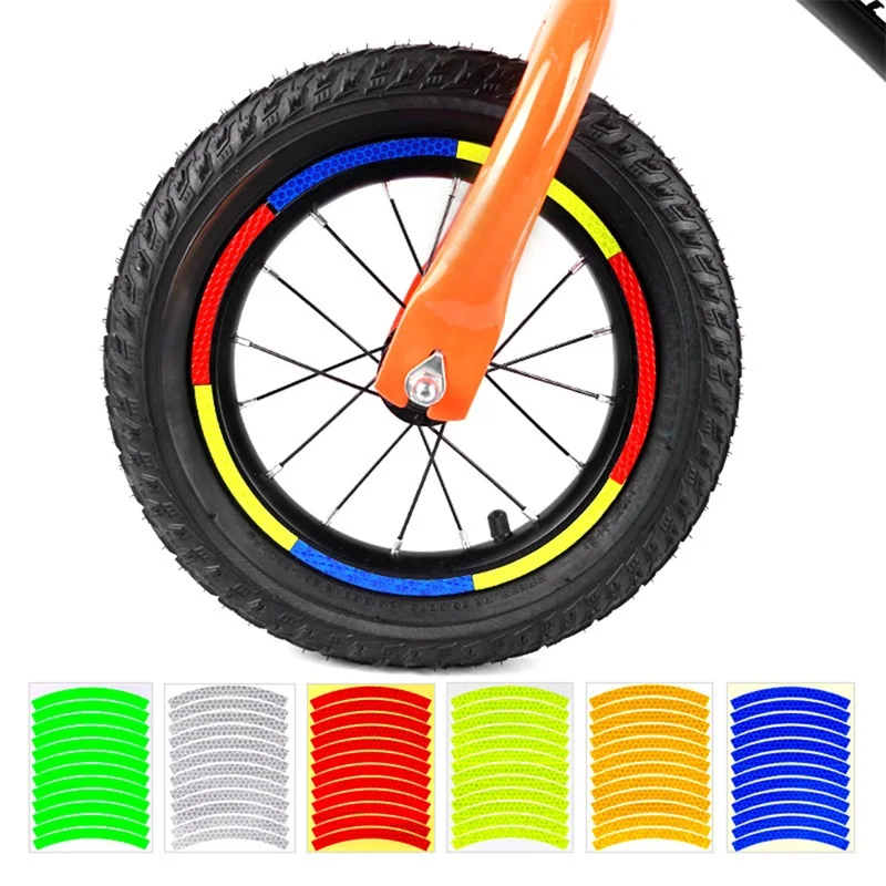 

24pcs Reflective Tire Applique Tape Safety Stickers Wheel Rim Decals Decor Safety Warning Reflective Strips for Balance Bike