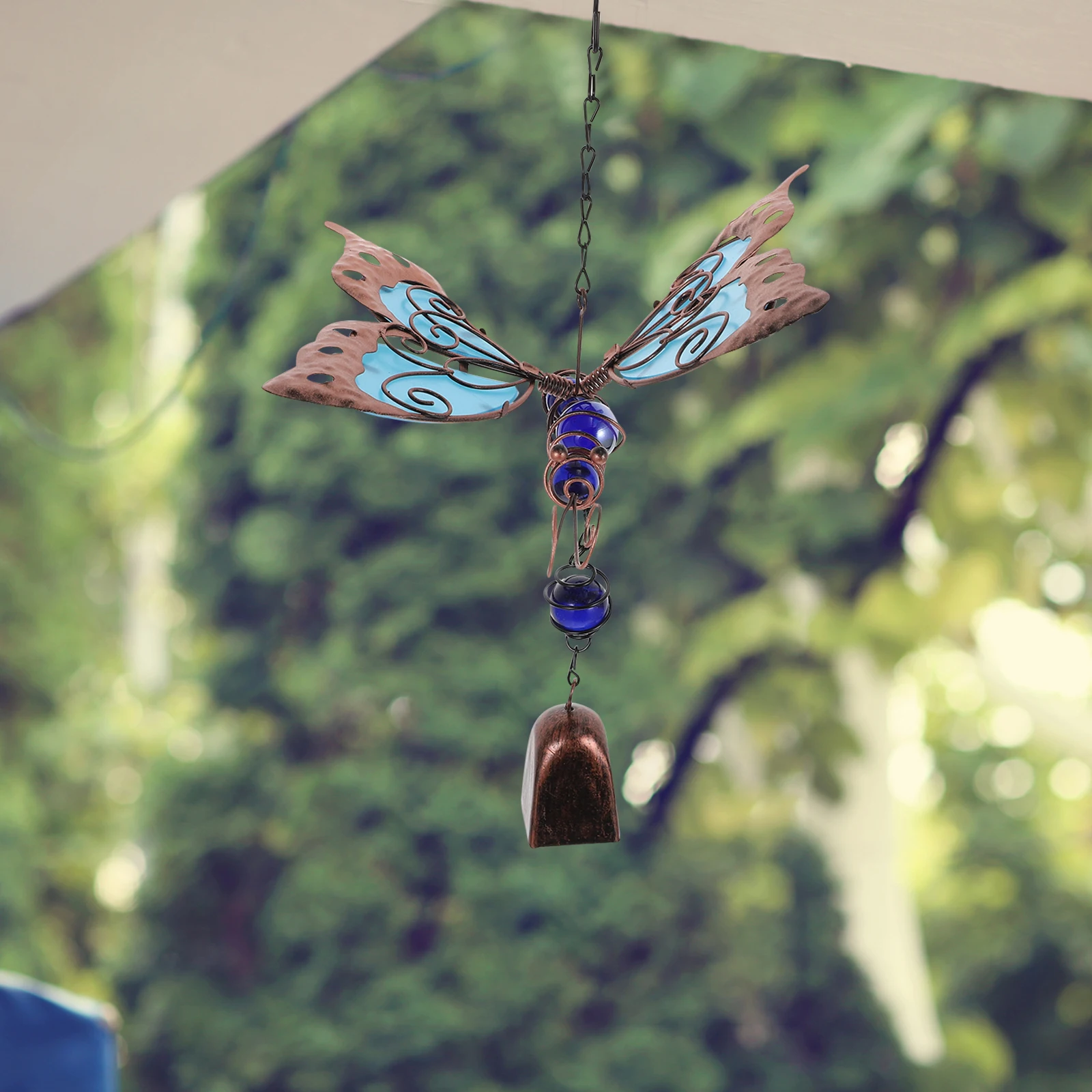 

Locket Luminous Wind Chimes Home Balcony Shiny Delicate Bell Blue Garden Hanging Decor