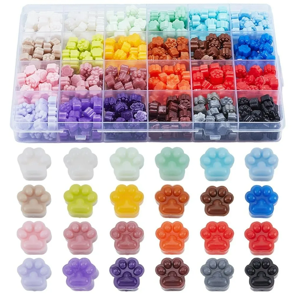 

600Pcs Cat Paw Seal Beads 24 Color Sealing Beads Bulk for Stamp Letter Envelope Sealing Wedding Invitation Embellishment