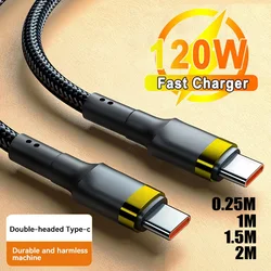 120W PD Fast Charging For Samsung S24 USB C TO USB Type C Cable For iPhone 17 Plus Pro Max Quick Fast Charger