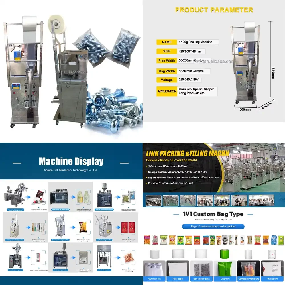 

Link Vertical Automatic Filling Machine Metal Bolt Steel Coil Rotary Screw Counting Packing Machine Small Business Pouch