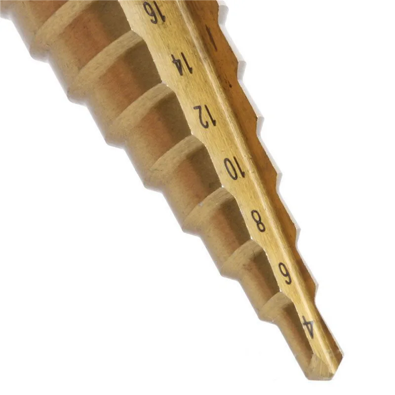 

A53Q-6 шт. набор ступенчатых сверл из высокоскоростной стали, электроинструменты, конус, резак для металлических отверстий с титановым покрытием, привод с шестигранным хвостовиком 1/4 дюйма