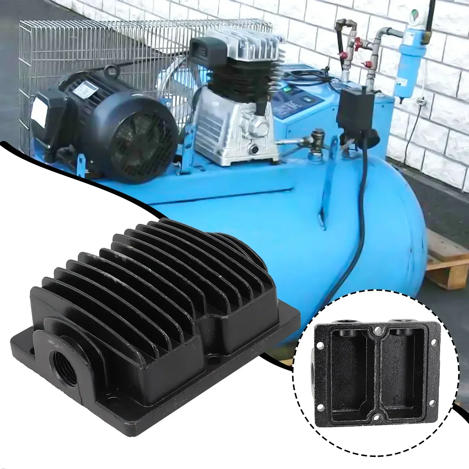 

1pc Air Compressor Cylinder Head G1/2in Thread Cooling Cover Spare Parts With Sealing Ring 550-1500W / 1100-1500W Grey, Black