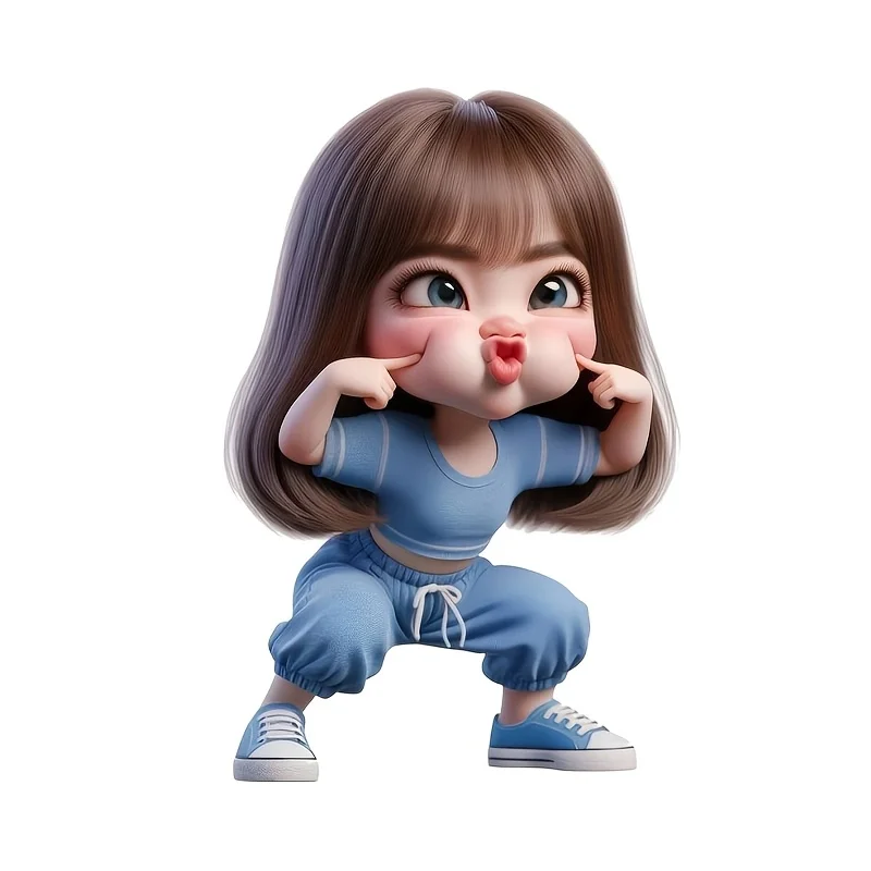 Cute Funny Girl 6 Inch Vinyl Car Decal Sticker Waterproof for Window Laptop Motorcycle Truck