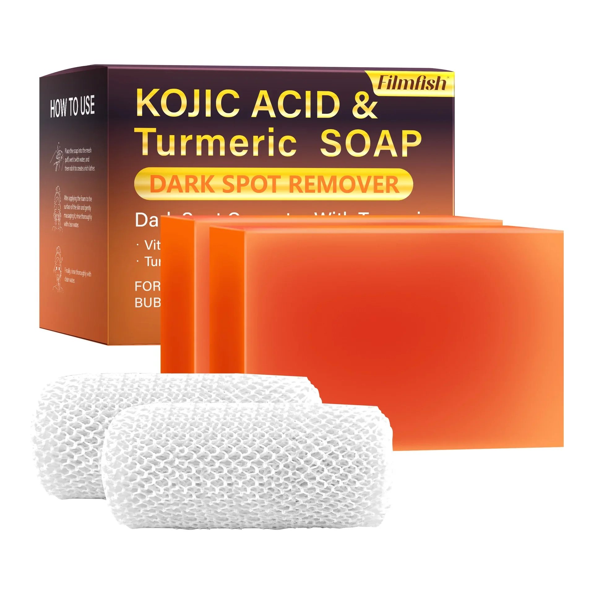 200g Kojic Acid Turmeric Soap Dark Spot Remover Natural Skin Brightening Soap