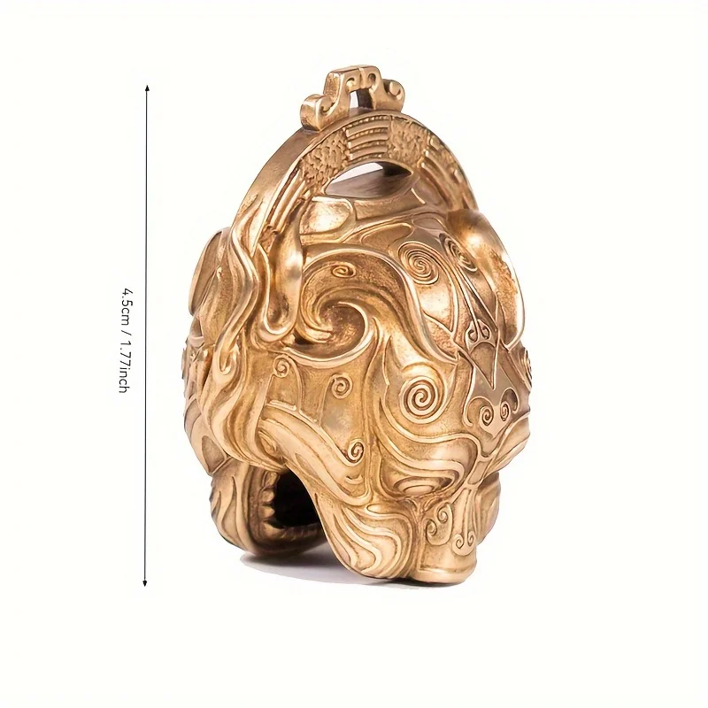 Lucky Tiger Head Bell in Pure Copper - Traditional Chinese Feng Shui Door Decor, Portable Charm & Creative Gift Idea