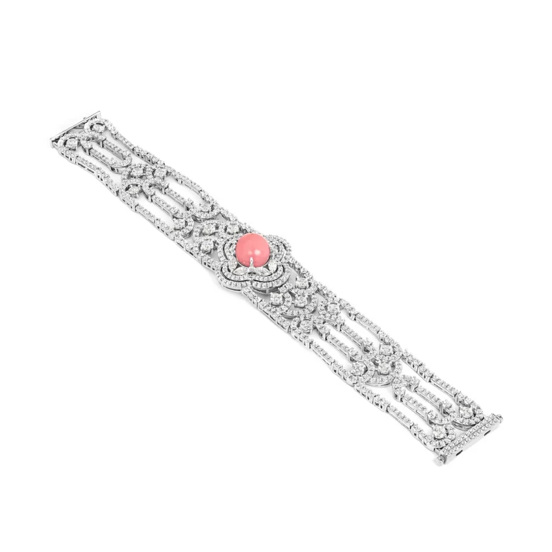 BELLUX 925 Silver Synthetic Zircon Bracelet Beauty Conch Bead Pink Queen Shell Luxury Fashion Jewelry