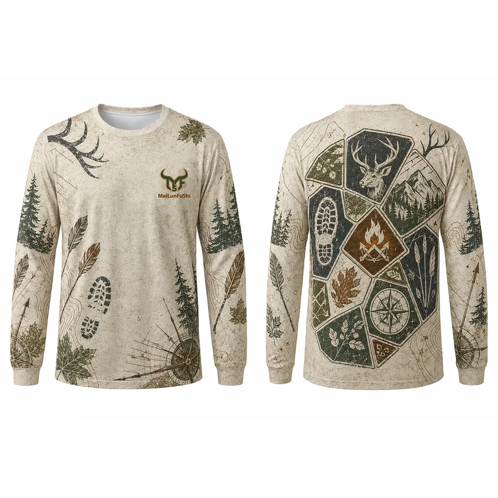 Camiseta Masculina de Manga Lo - Outdoor Hunting Graphic Tees avaliação e preço