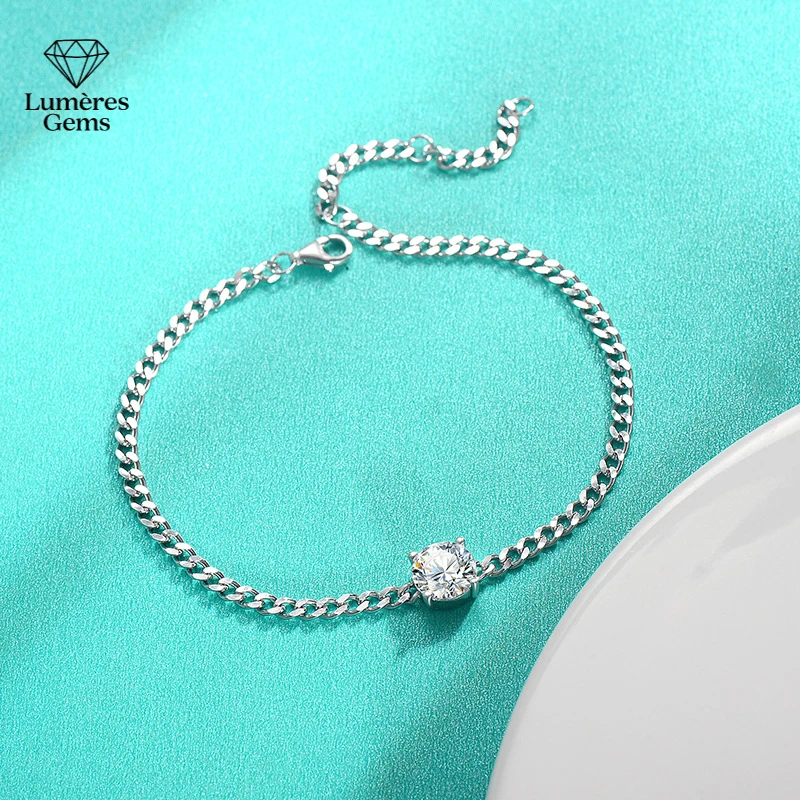 Lumière Gems Platinum PT950 New Moissanite Simple Elegant Versatile Bracelet - A Birthday Gift for Your Girlfriend as Jewelry