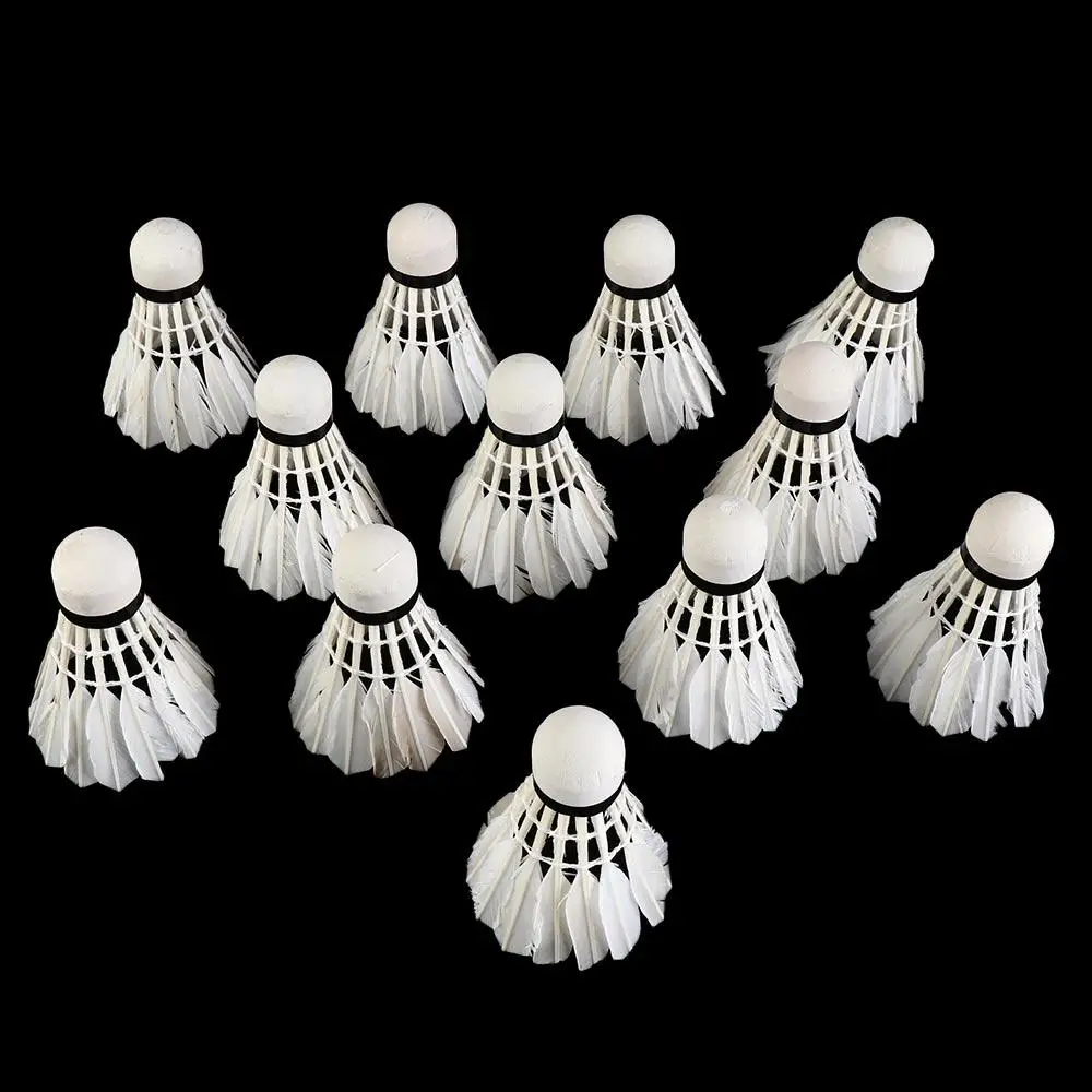 

For Sports Training Sports Outdoor Fitness Cork Shuttlecock Goose Feather Badminton Balls 12 Pcs