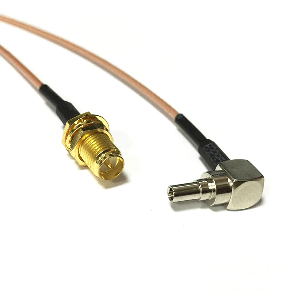 New RP-SMA Female Jack Nut To CRC9 Right Angle Connector RG178 Cable 15CM 6