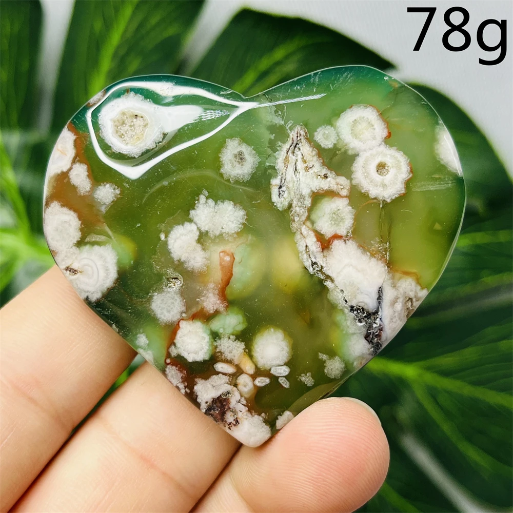 Natural Gemstone Green Agate Heart-shaped Flower Crystal Home Room Decoration Witchcraft altar Prayer Spiritual Stone Healing