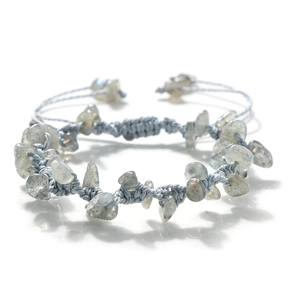 Handmade Natural Stone Braided Bracelet, Boho Style Gift