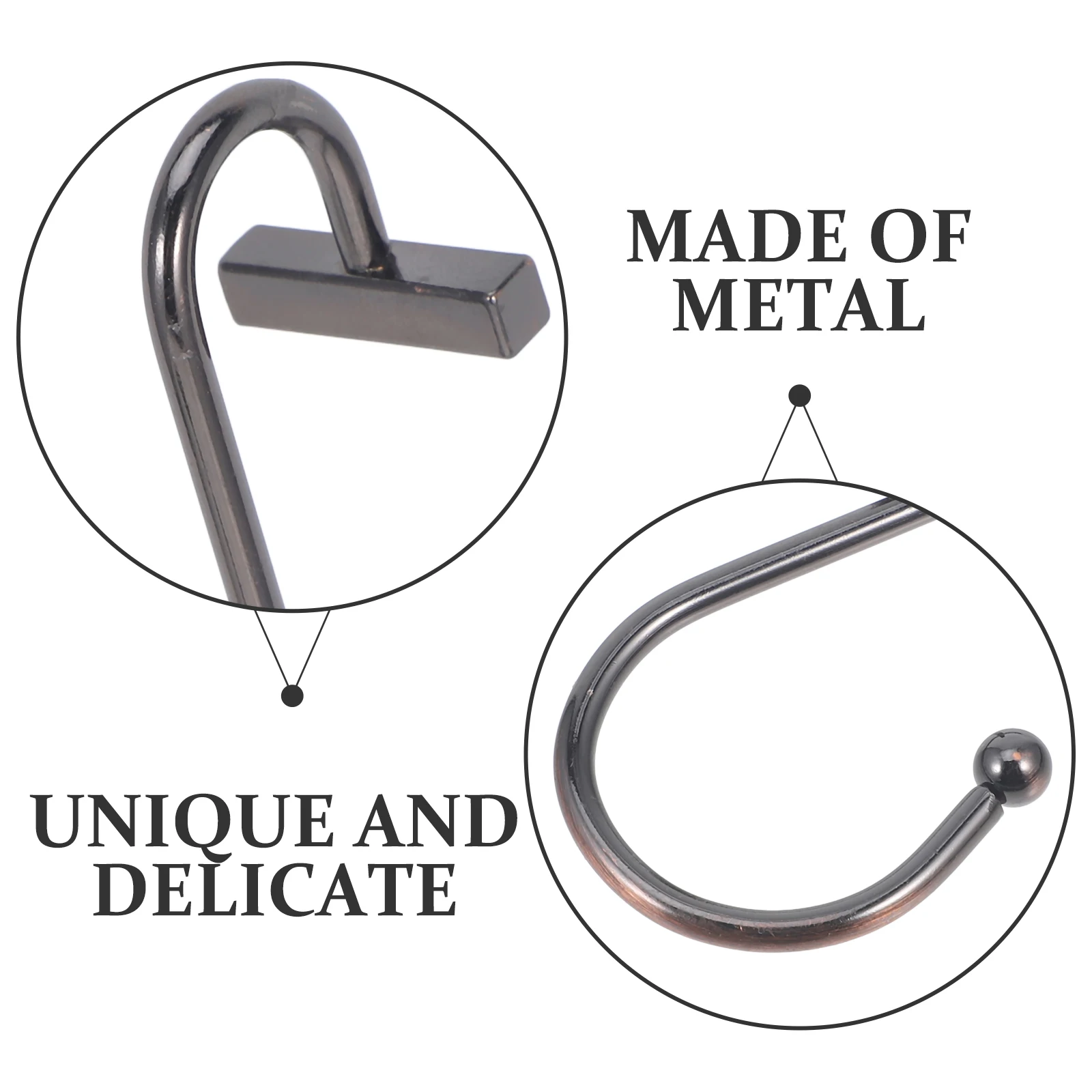 

12pcs Shower Curtain Hooks Metal S-Shape Hangers For Bathroom Bedroom Sliding Rings Heavy Lightweight Curtains Compatible