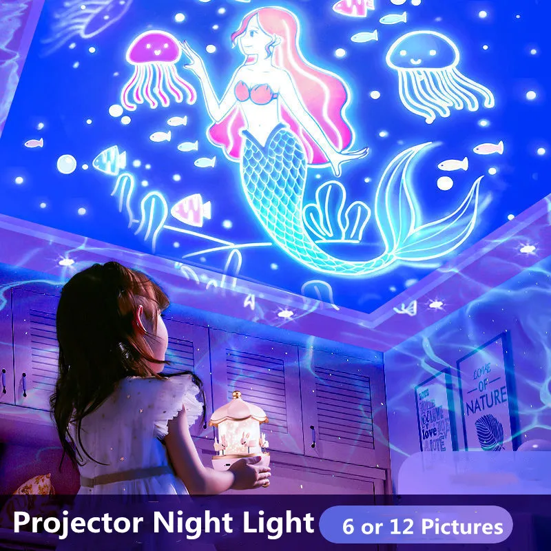 Starry Sky Projector 360° Rotate with Music Planetarium Lamp submarine world mermaids For Kids Bedroom Valentines Day Gift Decor