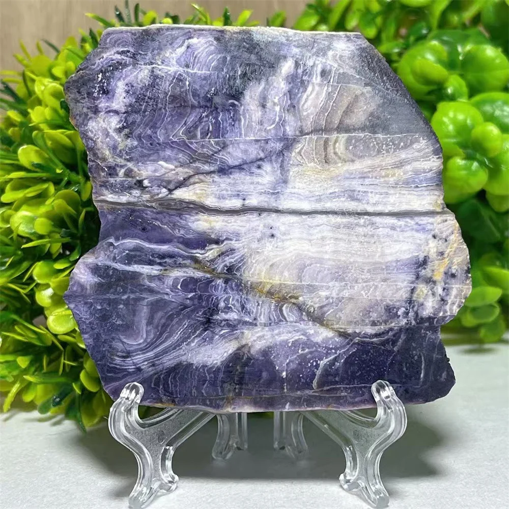 Crystal Natural Blue Malachite Slab Stone Quartz Slice Specimen Mineral Polished Home Room Decoration Geode Gift Energy+Stand