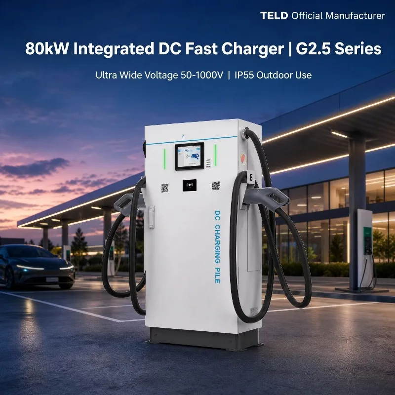 New 80kW DC Fast Charger EV Charging Station Dual Gun Charging Pile with 8 Inch Screen 380V Input Commercial Charging