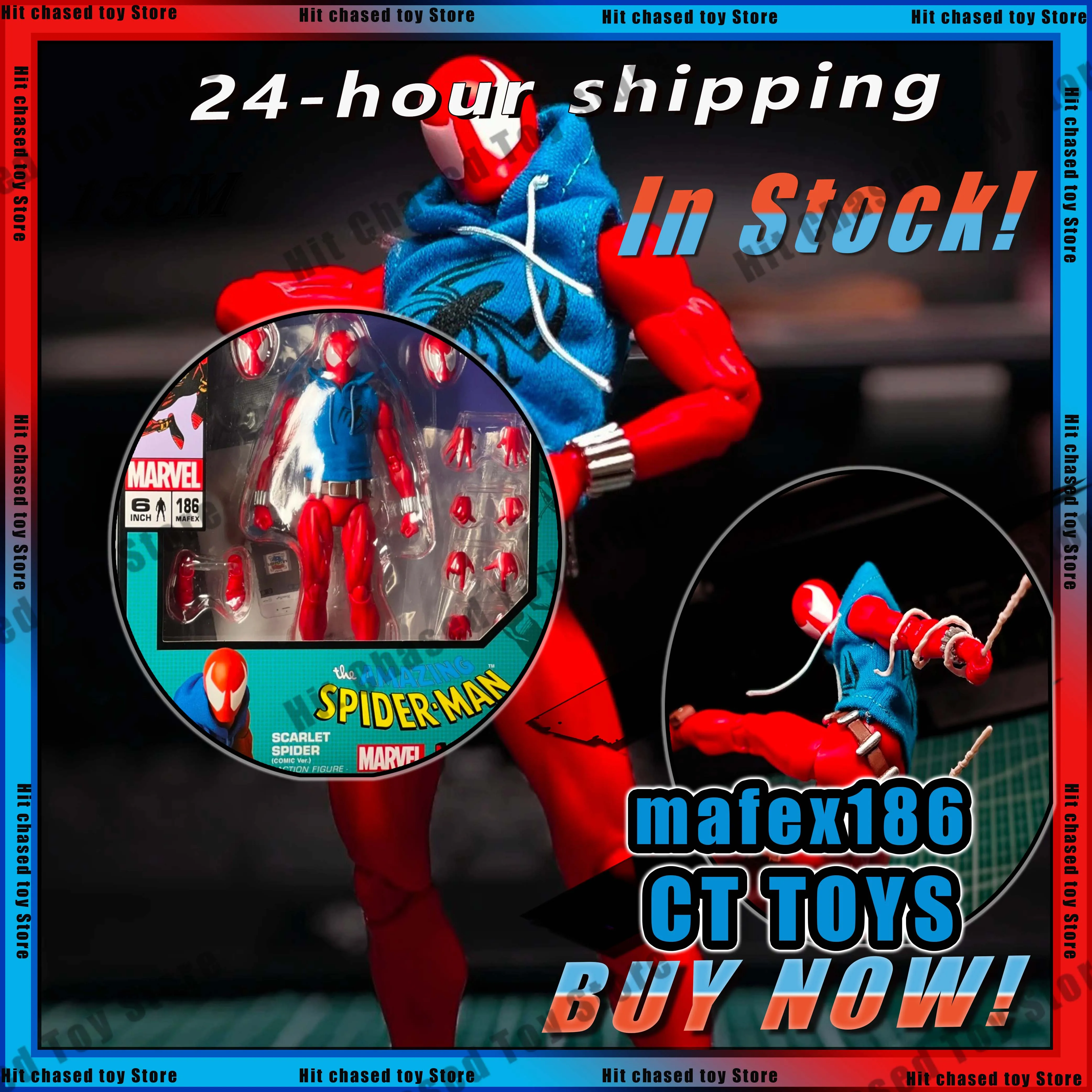 

In Stock Ct Toys Anime Action Figure Figurine Scarlet Spider Spiderman Mafex 186 The Amazing Spider-Man Comic Version Gifts Toy