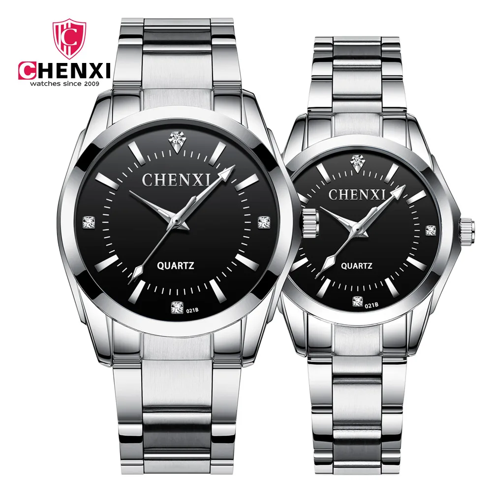 Couple Watch Set Men Women Quartz Luminous Waterproof Stainless Steel Wristwatch Good Quality Fashion Business Lovers Watches