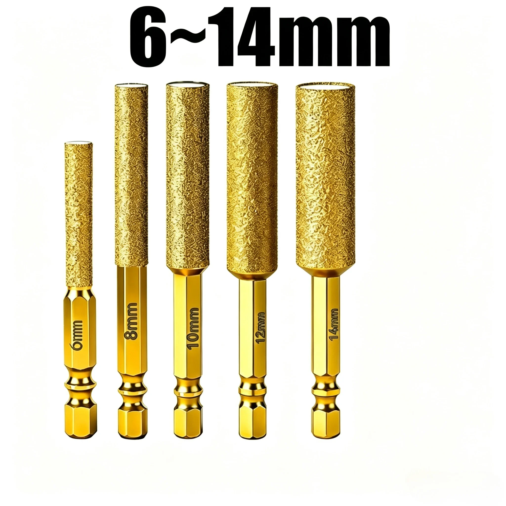 6/8/10/12/14/16mm Diamond Core Bits Hex Shank Dry Drilling for Ceramic Tile Granite Marble Hole Saw Tile Cutting Tool Set