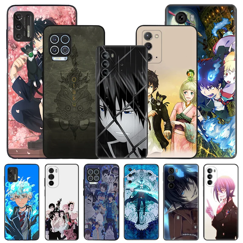 Silicone Black Phone Case for Motorola G72 G53 G73 G9 G50 G51 G60 G71 5G G22 G32 G52 Ao no Exorcist Moto Edge 30 20 40 Pro Cover