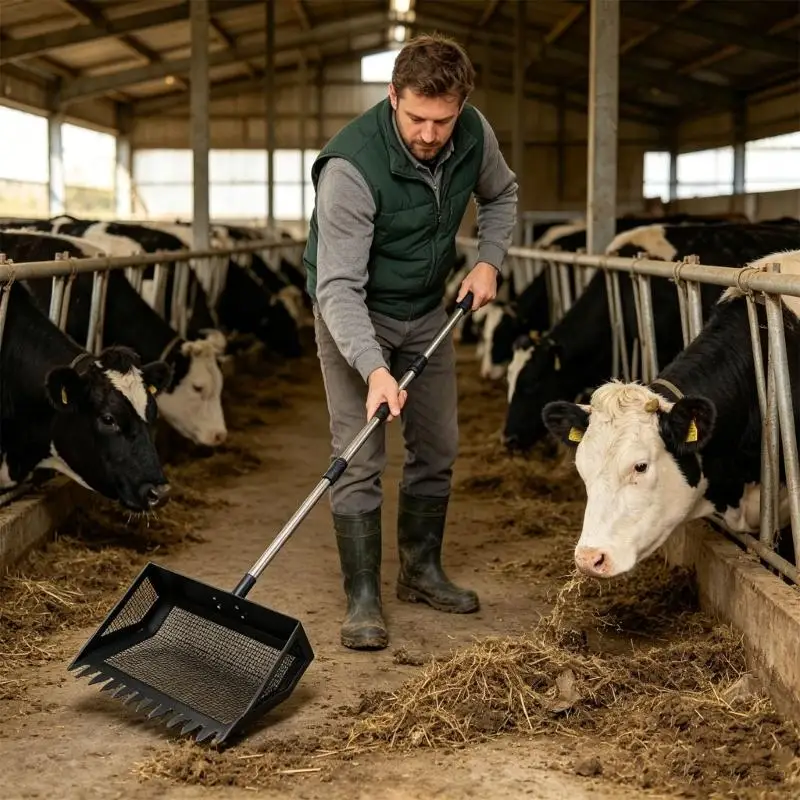Metal Cleaning Shovel For Farms Adjustable Handle And 38Cm Width Head A2BB