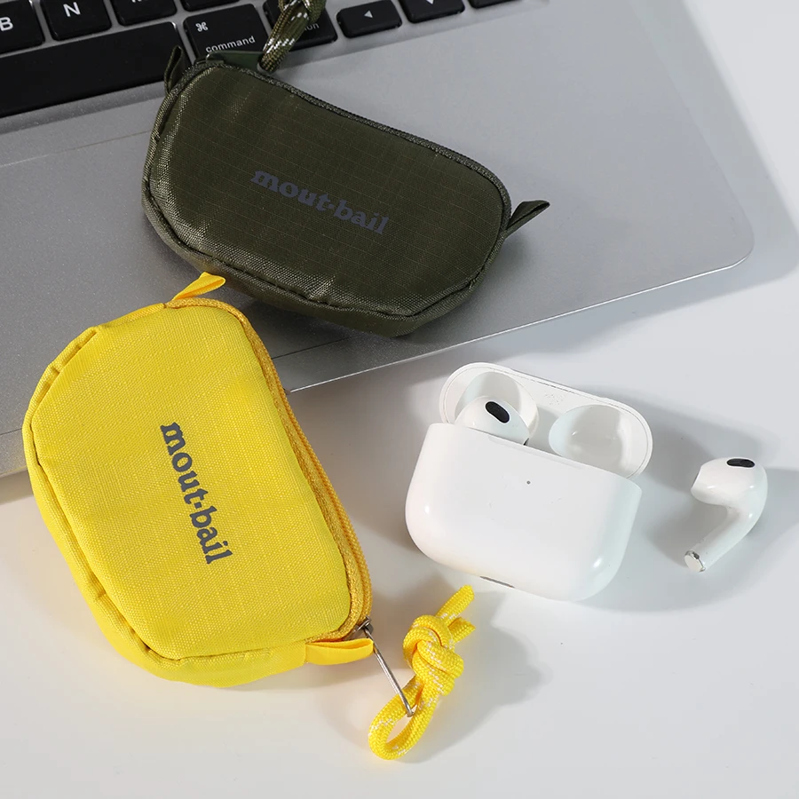 Lightweight Outdoor Zipper Coin Purse Mini Earphone Storage Bag Key Card Small Hanging Bag Neutral Minimalist Oxford Cloth