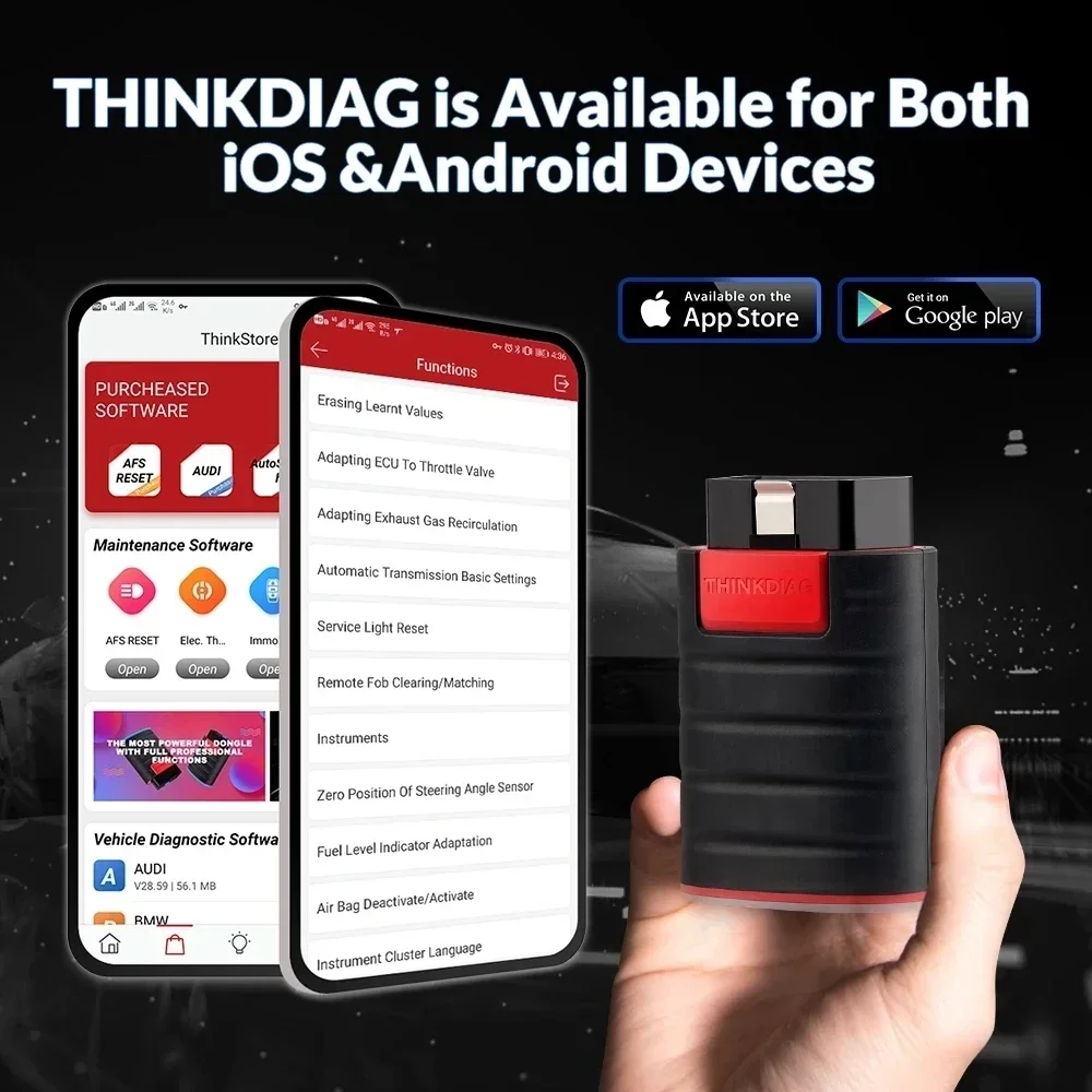 New Hardware Obd2 Scanner THINKCAR ThinkDiag With Extension  Cable ECU Coding Active Test Diagnostic Tools